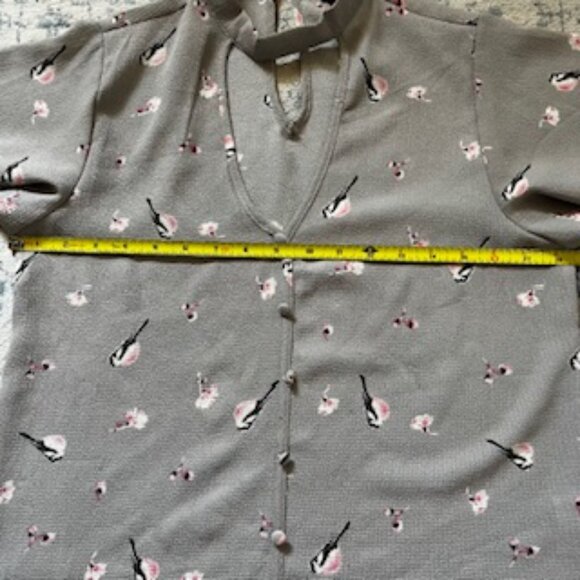 🧡3/15 Kaii Los Angeles Bird Floral Print Top Decorative Front Buttons Women's S - Picture 7 of 12